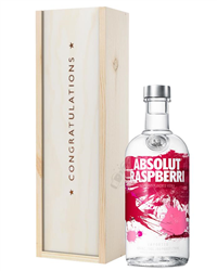 Absolut Raspberry Vodka Congratulations Gift In Wooden Box