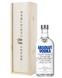 Absolut Vodka Christmas Gift In Wooden Box