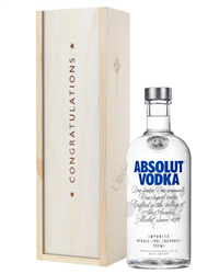 Absolut Vodka Congratulations Gift In Wooden Box