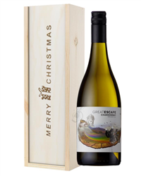 Australian Chardonnay White Wine Single Bottle Christmas Gift In Wooden Box