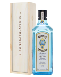 Bombay Sapphire Gin Congratulations Gift In Wooden Box