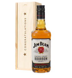 Jim Beam Kentucky Bourbon Whiskey Congratulations Gift In Wooden Box