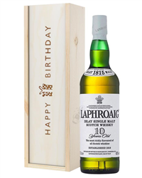 Laphroaig 10 Single Malt Whisky Birthday Gift In Wooden Box